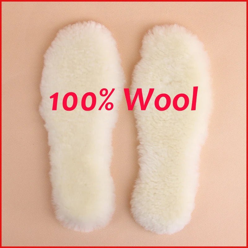 Natural Sheepskin Insoles Winter Real Fur Wool insoles Men Women Warm Soft Thick warm Cashmere Snow Boots Shoe Pad - Ammpoure Wellbeing