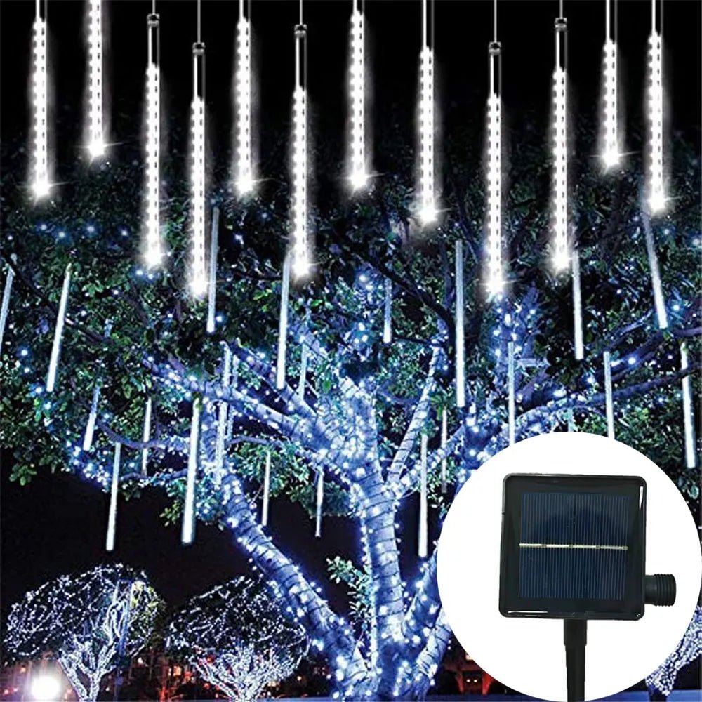 Navidad 2024 Christmas Tree Ornaments Decoration 30/50cm 8 Tubes Solar LED Meteor Shower Light String Lamp Fairy Garden Decor - Ammpoure Wellbeing