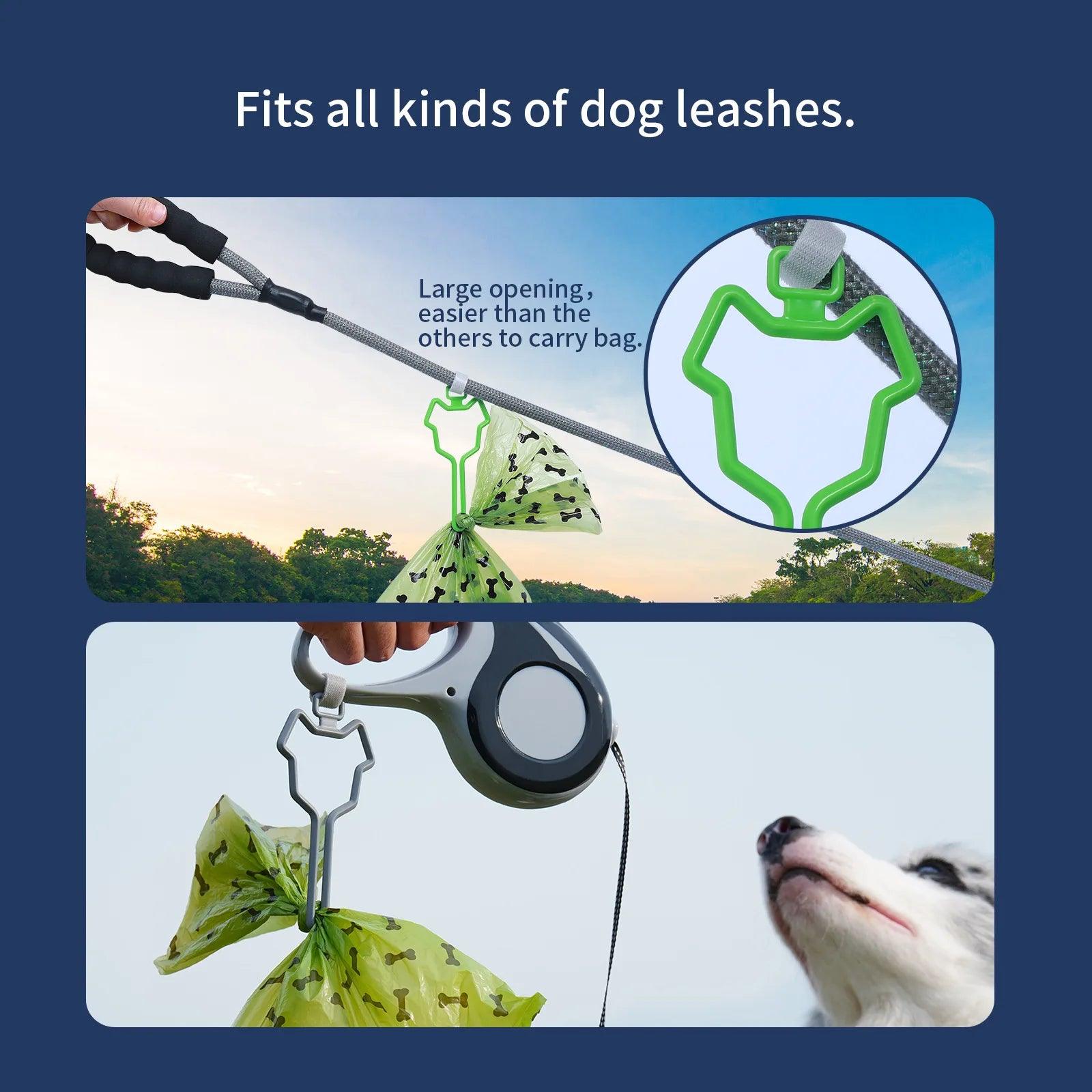 New pet waste bag dispenser with hands - free clip, extendable leash stake and dog traction rope allocator. - Ammpoure Wellbeing