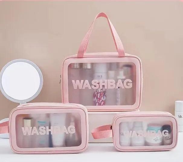 New portable makeup bag Large capacity portable travel storage toiletry bag Waterproof transparent cosmetics storage bag - Ammpoure Wellbeing