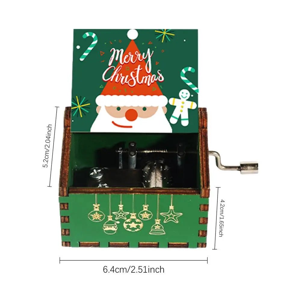 New Wooden Hand Crank Music Box Classical Carved Merry Christmas Theme Music Box Halloween Christmas New Year Birthday Gifts - Ammpoure Wellbeing