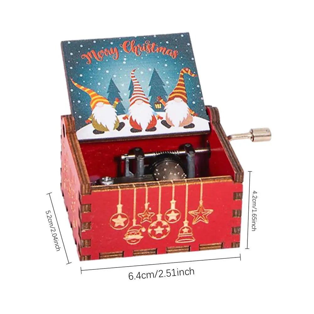 New Wooden Hand Crank Music Box Classical Carved Merry Christmas Theme Music Box Halloween Christmas New Year Birthday Gifts - Ammpoure Wellbeing