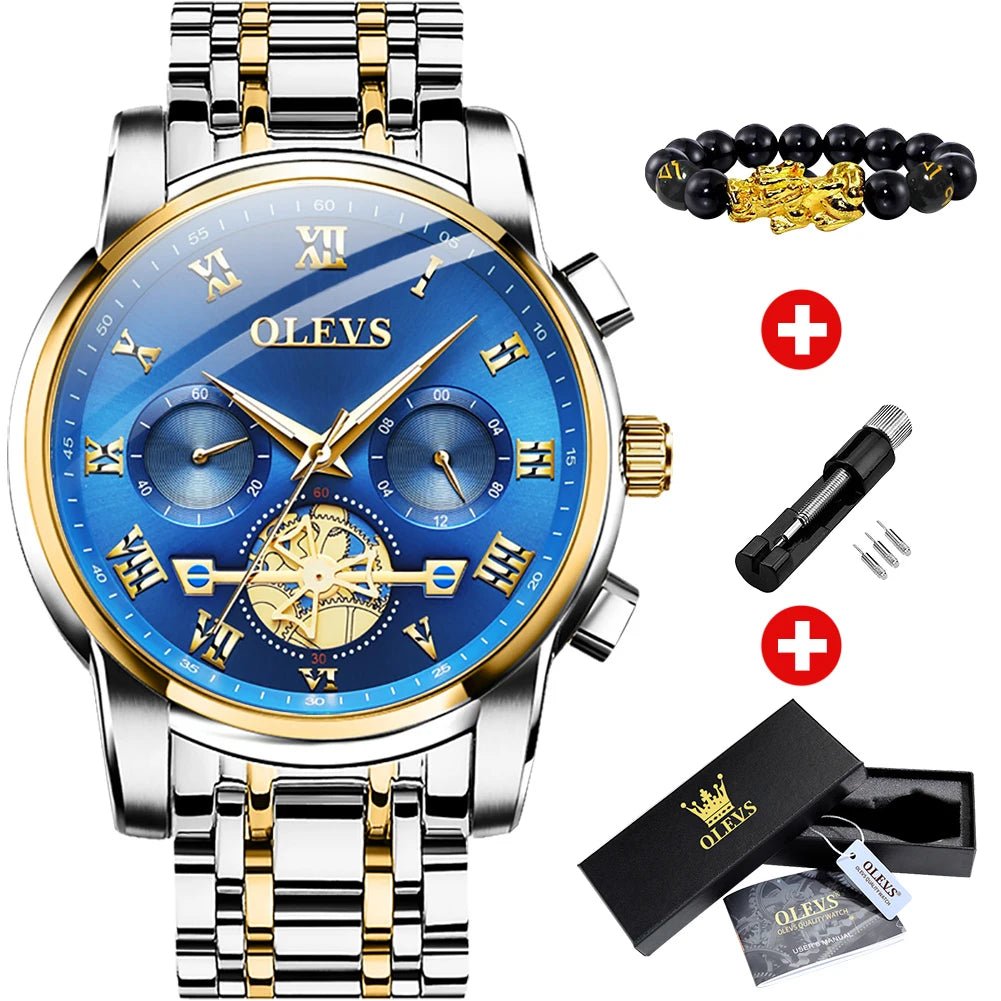 OLEVS Top Brand Men's Watches Classic Roman Scale Dial Luxury Wrist Watch for Man Original Quartz Waterproof Luminous Male reloj - Ammpoure Wellbeing