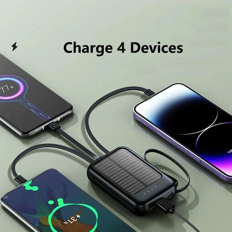 Original Power Bank 50000mAh Solar Charging Compact Portable Built - in Cable Power Bank - Ammpoure Wellbeing