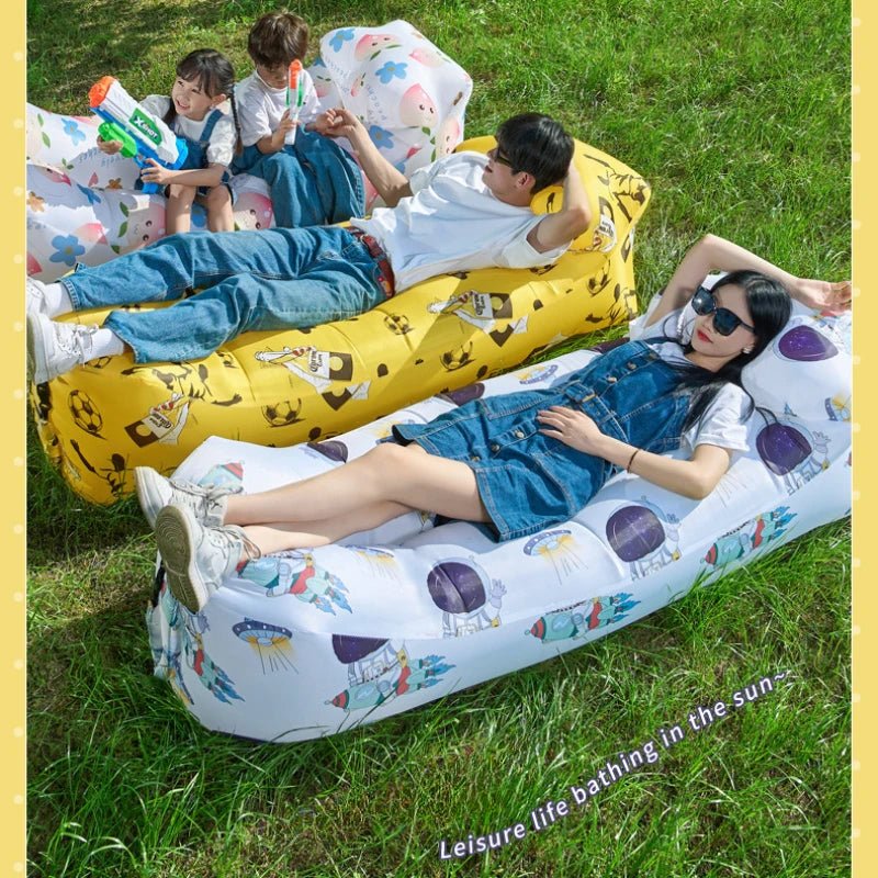 Outdoor Camping Cots Lazy Air Sofa Folding Portable Air Mattress Bed Waterproof Beach Sleeping Bag Travel Hike Gadget - Ammpoure Wellbeing