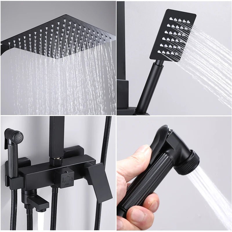 OXG Black/Chrome Brass Shower Faucets Bathroom Shower Mixer Faucet Shower System Rainfall Shower Set Shower Spray For Bathroom - Ammpoure Wellbeing