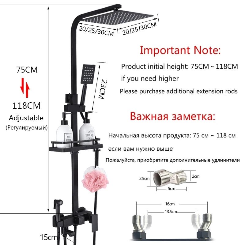 OXG Black/Chrome Brass Shower Faucets Bathroom Shower Mixer Faucet Shower System Rainfall Shower Set Shower Spray For Bathroom - Ammpoure Wellbeing