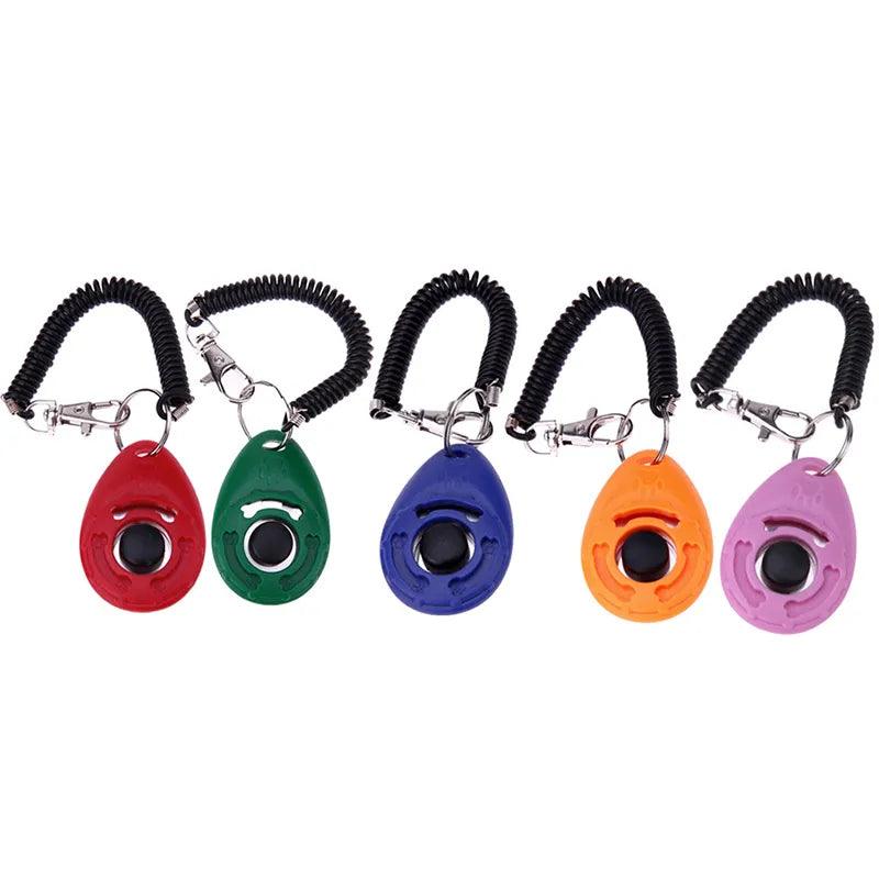 Pet Cat Dog Training Clicker Plastic New Dog Click Trainer Portable Auxiliary Adjustable Wristband Sound Key Chain Dog Supplies - Ammpoure Wellbeing