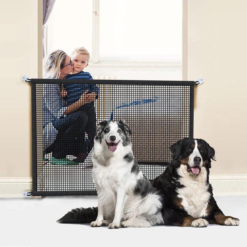 Pet Dog Barrier Fences With 4Pcs Hook Pet Isolated Network Stairs Gate New Folding Breathable Mesh Playpen For Dog Safety Fence - Ammpoure Wellbeing