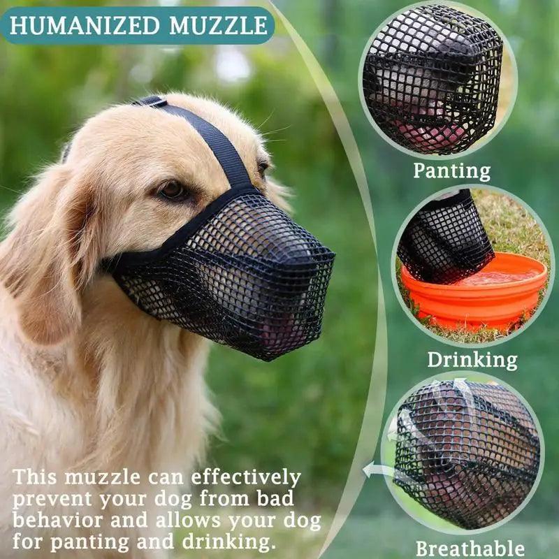 Pet Dog Muzzles Adjustable Breathable Dog Mouth Cover Anti Bark Bite Mesh Dogs Mouth Muzzle Mask For Dogs Long Mouth Doggy Use - Ammpoure Wellbeing