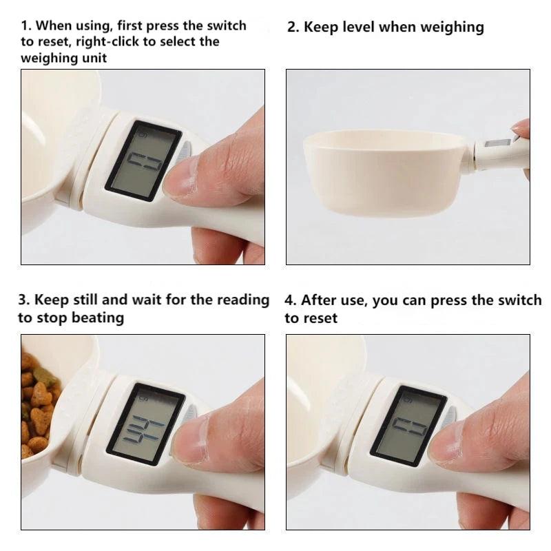 Pet Food Scale Dog Cat Feeding Bowl Measuring Spoon Kitchen Scale Digital Display Pet Accessories Dog Food Container - Ammpoure Wellbeing