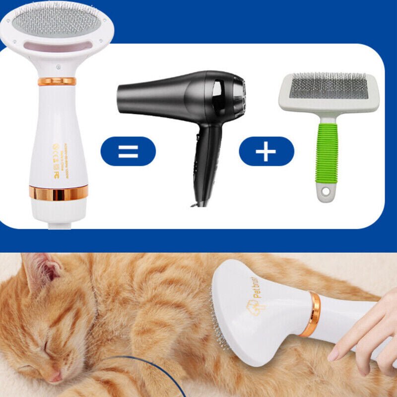 Pet Hair Dryer Comb Dog Cat Grooming Hair Dryer Blow Dryer with Slicker Brush - Ammpoure Wellbeing
