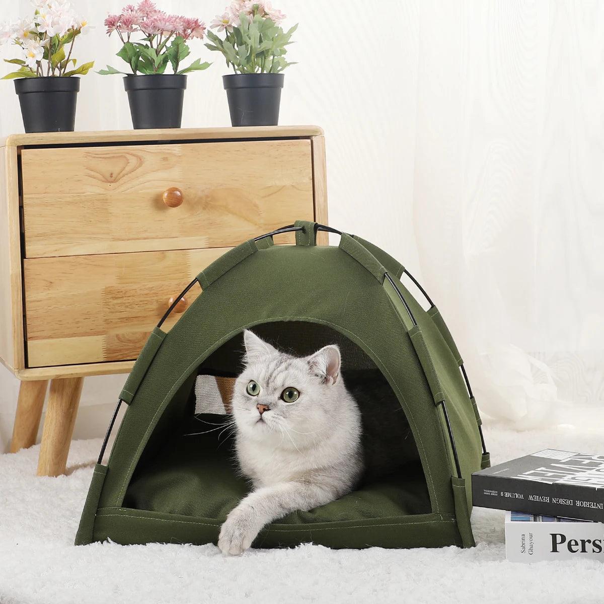 Pet Tent Bed Cats House Supplies Products Accessories Warm Cushions Furniture Sofa Basket Beds Winter Clamshell Kitten Tents Cat - Ammpoure Wellbeing