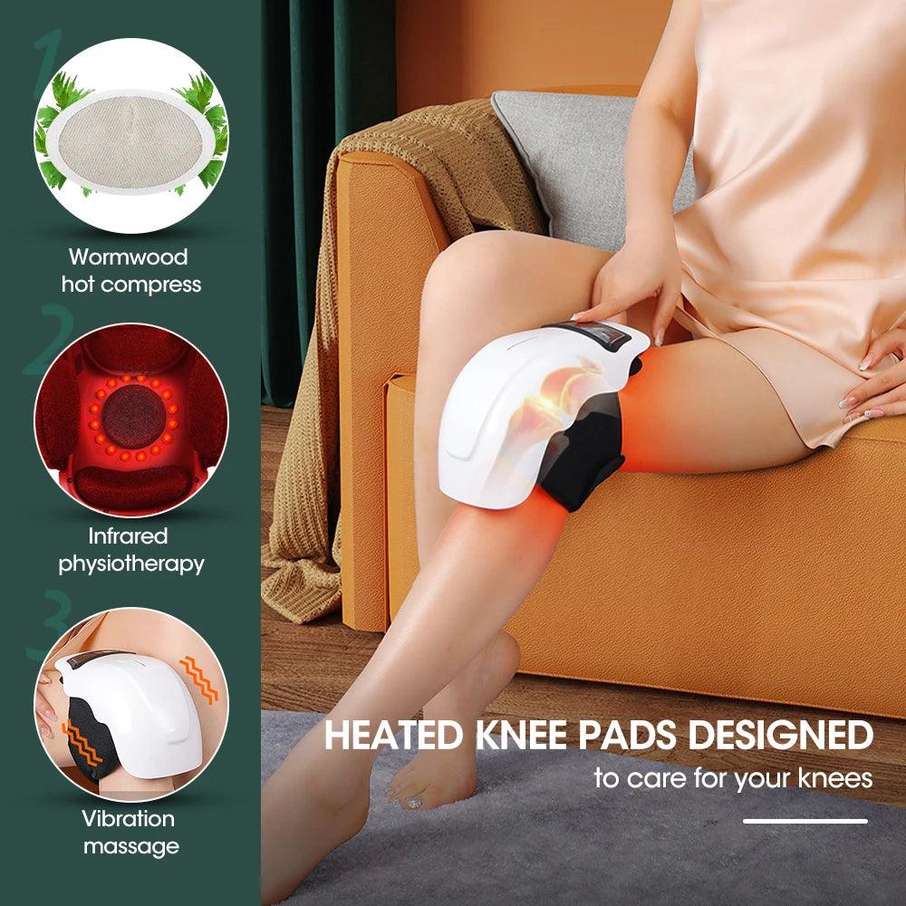 Physiotherapy Hot Compress Electric Knee Massager Vibration Heating Knee Massage Relieve Rheumatic Arthritis Laser Light Therapy - Ammpoure Wellbeing