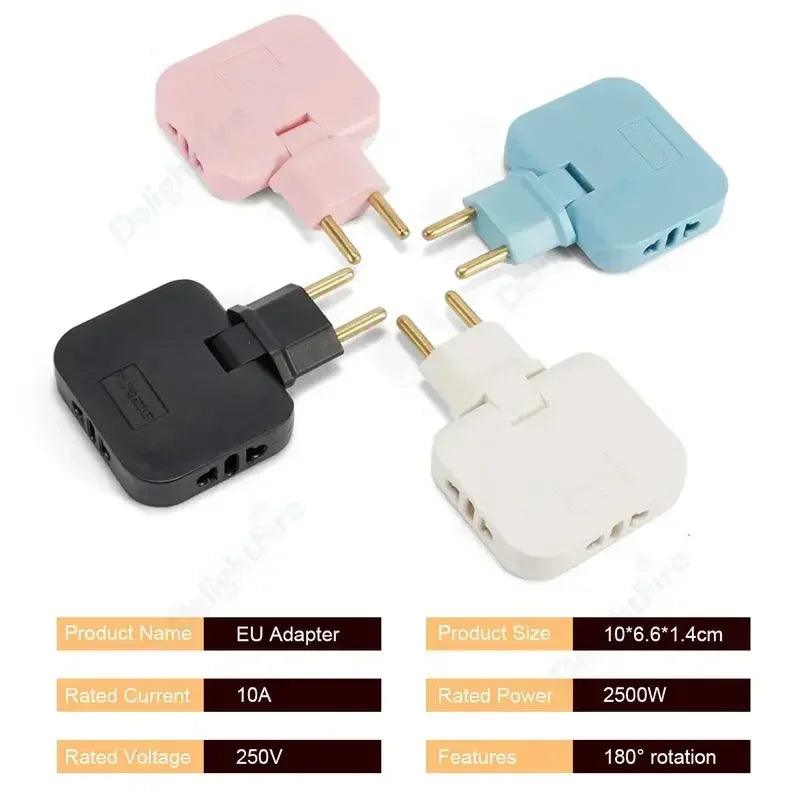 Plug Adapter 3 in 1 Travel Adapter Electrical Plug US To Euro Plug Power Converter Power Adapters Electric AC Outlet - Ammpoure Wellbeing