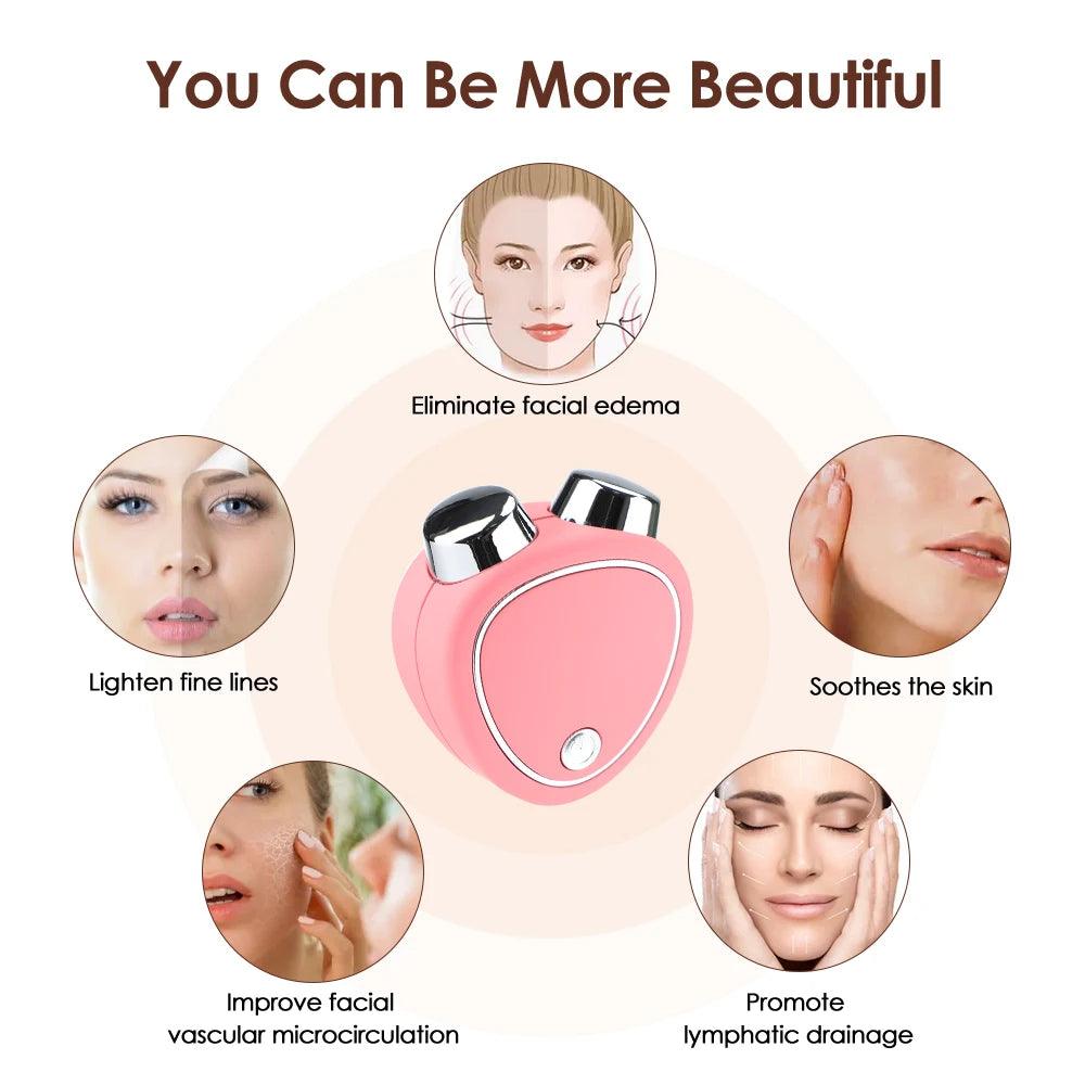 Portable Electric Face Lift Roller Massager EMS Microcurrent Sonic Vibration Facial Lifting Skin Tighten Massage Beauty Devices - Ammpoure Wellbeing