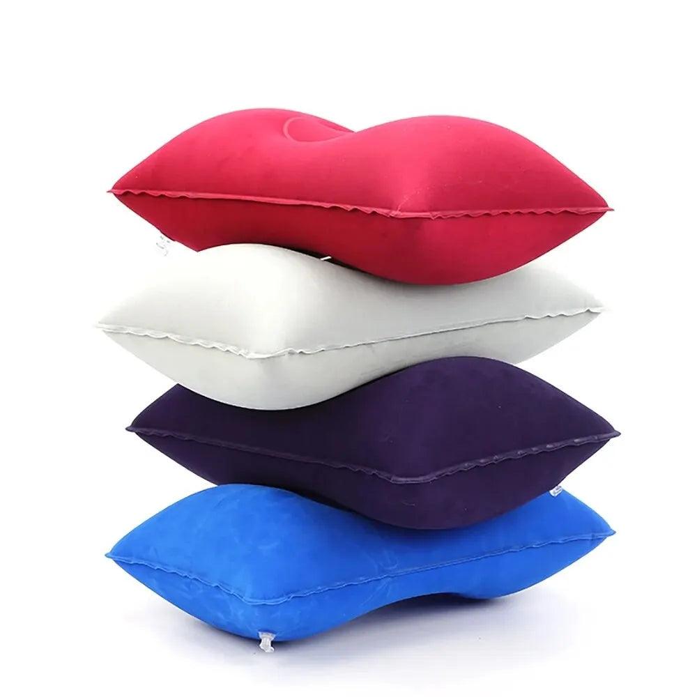 Portable Fold Inflatable Air Pillow Outdoor Travel Sleeping Camping PVC Neck Stretcher Backrest Plane Comfortable Pillow - Ammpoure Wellbeing