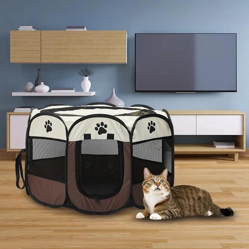 Portable Foldable Pet Tent Kennel Octagonal Fence Puppy Shelter Easy To Use Outdoor Easy Operation Large Dog Cages Cat Fences - Ammpoure Wellbeing