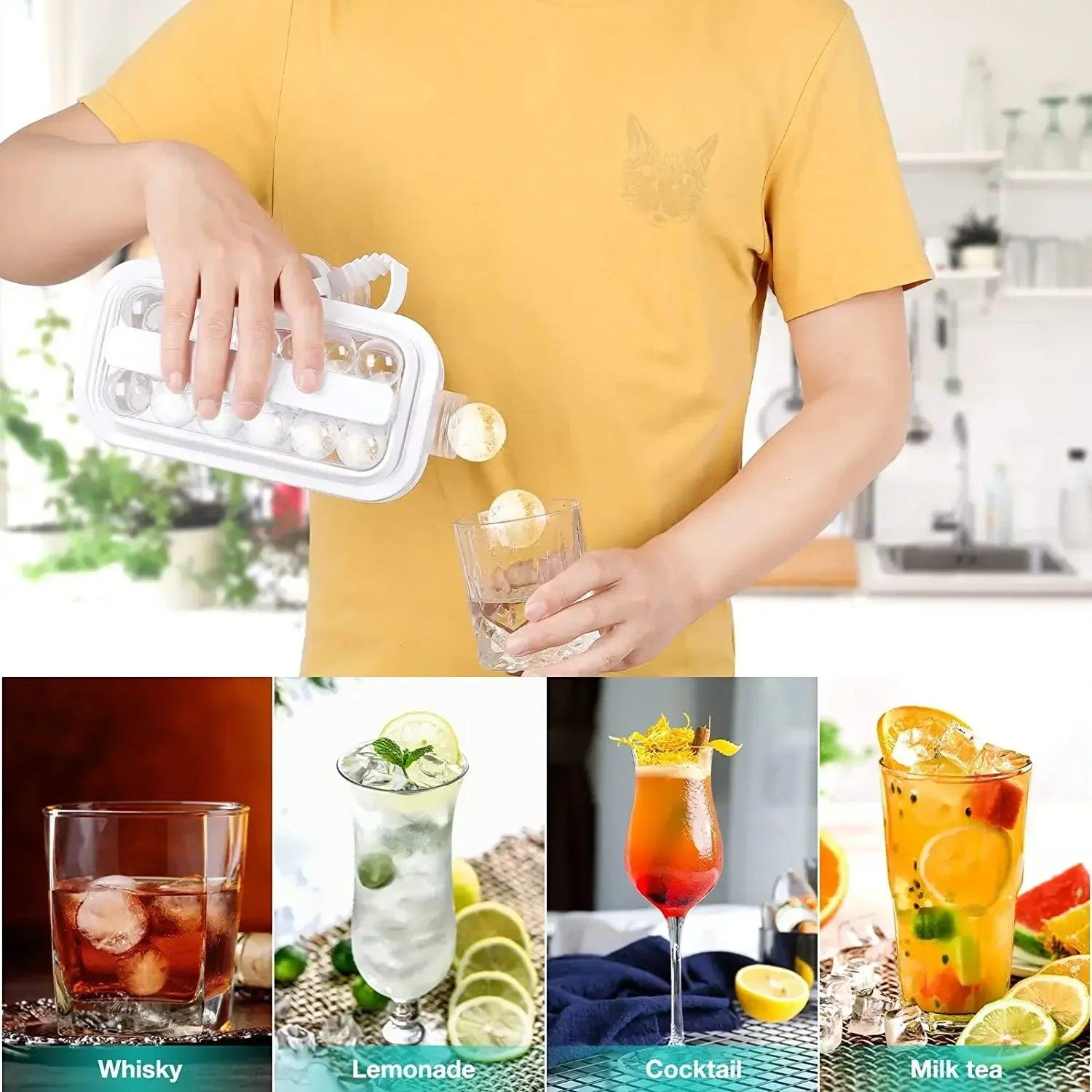 Portable Ice Ball Maker Bottle Ice Makes 12 Ice Cubes Molds Bottle Creative Ice Hockey Bubble Ice Maker Kettle for Bear Whisty - Ammpoure Wellbeing