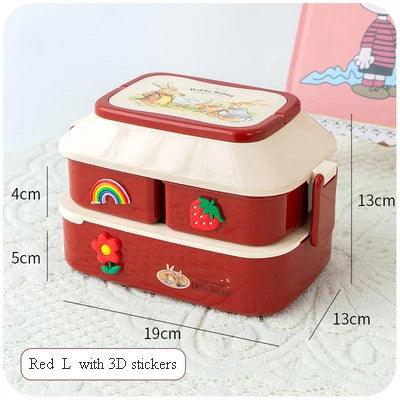 Portable Lunch Box For Girls School Kids Plastic Picnic Bento Box Microwave Food Box With Compartments Storage Containers - Ammpoure Wellbeing