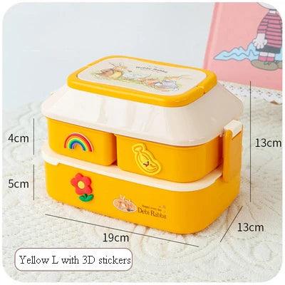 Portable Lunch Box For Girls School Kids Plastic Picnic Bento Box Microwave Food Box With Compartments Storage Containers - Ammpoure Wellbeing