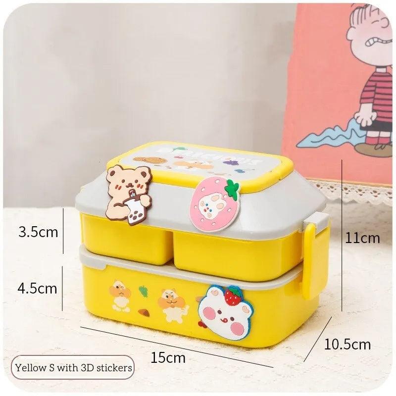 Portable Lunch Box For Girls School Kids Plastic Picnic Bento Box Microwave Food Box With Compartments Storage Containers - Ammpoure Wellbeing