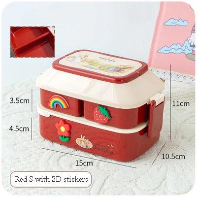 Portable Lunch Box For Girls School Kids Plastic Picnic Bento Box Microwave Food Box With Compartments Storage Containers - Ammpoure Wellbeing