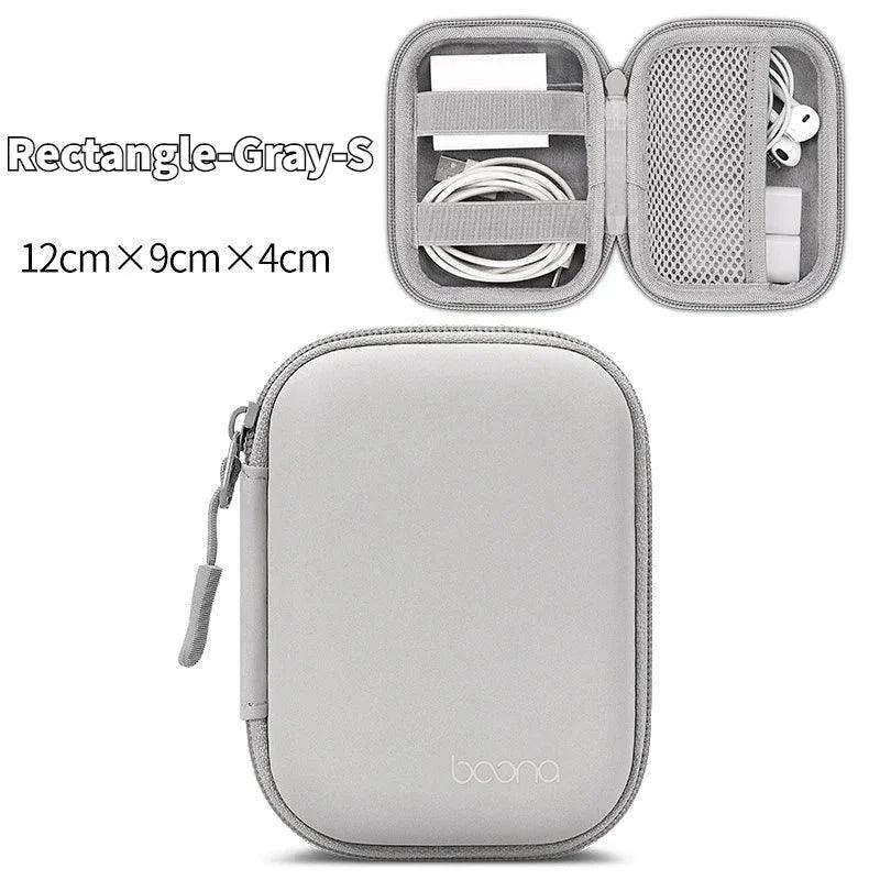 Portable Mini Hard Shell Digital Gadgets Storage Bag Artificial Leather Earphone Charger Case Data Cable U Disk Organizer - Ammpoure Wellbeing