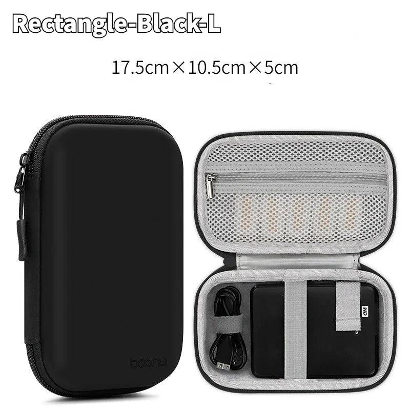 Portable Mini Hard Shell Digital Gadgets Storage Bag Artificial Leather Earphone Charger Case Data Cable U Disk Organizer - Ammpoure Wellbeing