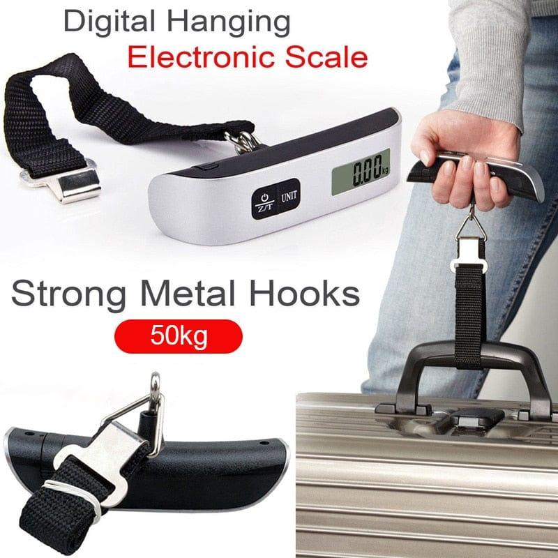 Portable Scale Digital LCD Display 110lb/50kg Electronic Luggage Hanging Suitcase Travel Weighs Baggage Bag Weight Balance Tool - Ammpoure Wellbeing