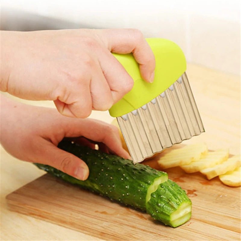 Potato Cutter Chip French Fry Maker Stainless Steel Wavy Knife French Fries Chopper Knife Chopper French Fry Kitchen Tools - Ammpoure Wellbeing