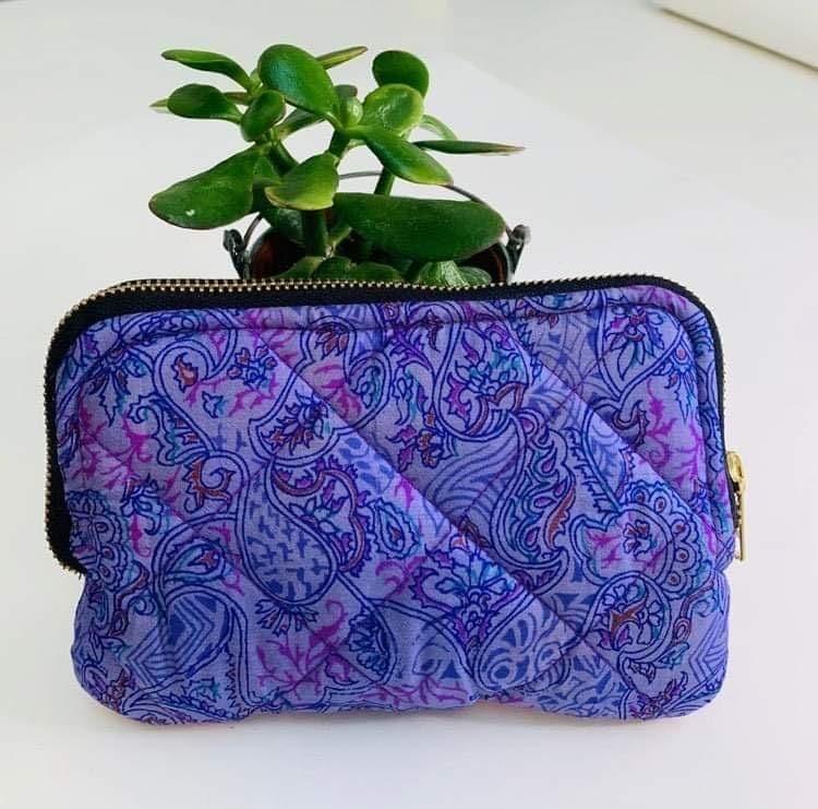 Premium Recycled Silk Make - up Bag (One - Off Print) - Ammpoure Wellbeing