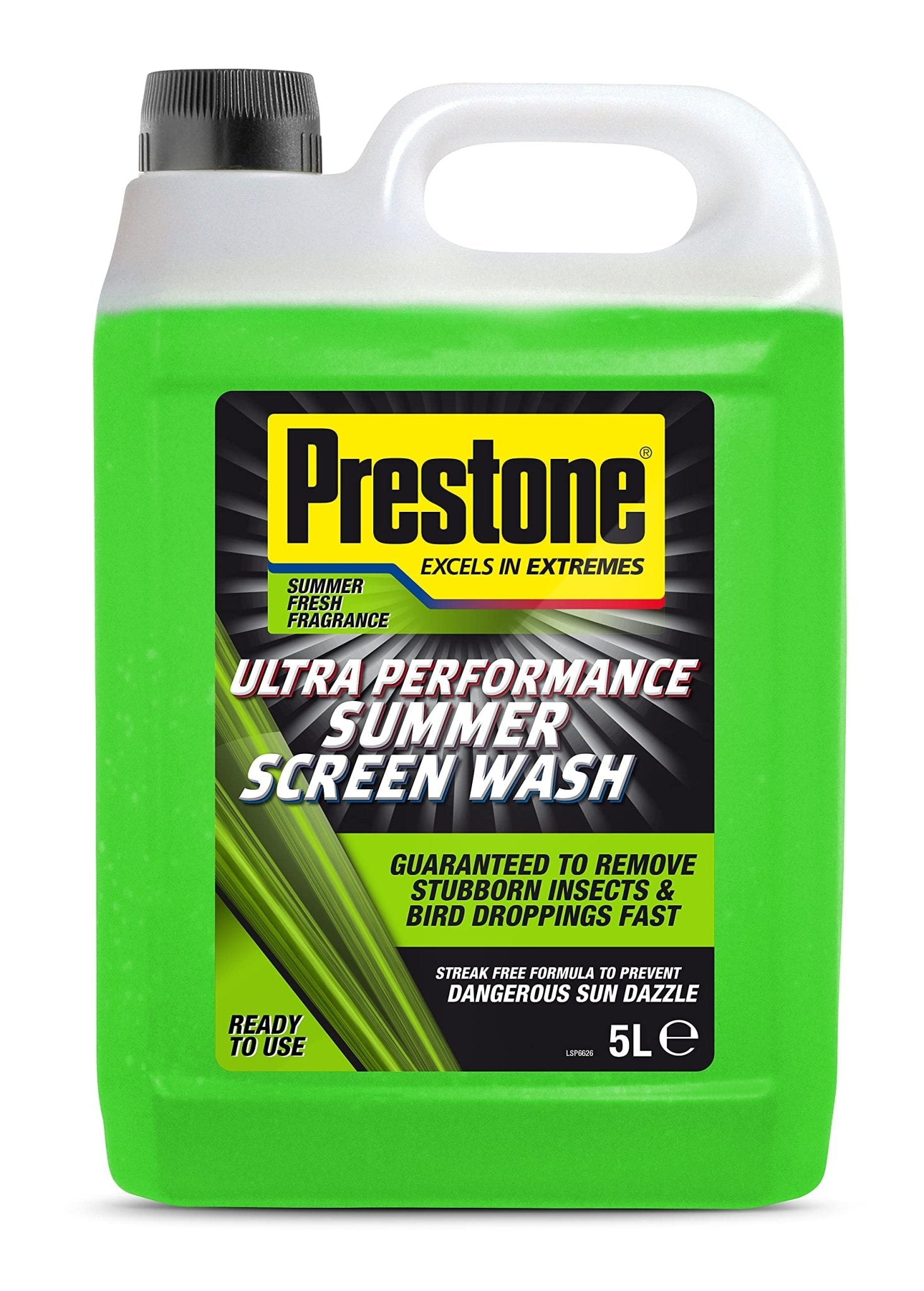 Prestone Screenwash, Ready To Use Screen Wash For Cars, High Performance Cleaning With Streak Free Formula, Maximum Visibility Summer Windscreen Washer Fluid, Removes Stubborn Dirt, 5L Bottle - Ammpoure Wellbeing