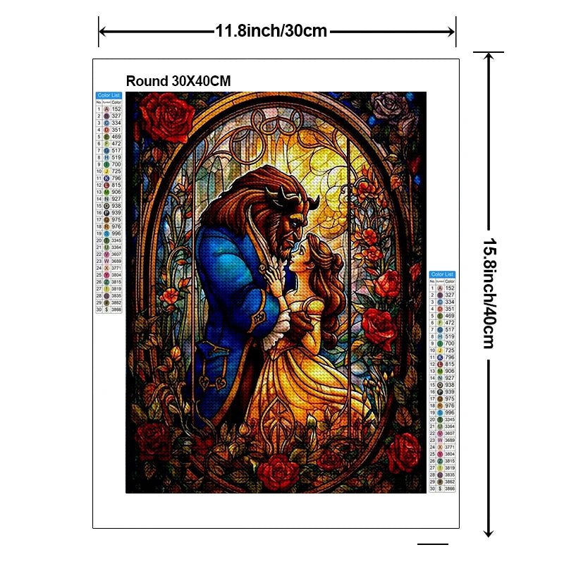 Princess Diamond Painting Beauty and the Beast Cross Stitch Rose Flower Handmade 5D DIY Mosaic Home Decor Gift for Kids - Ammpoure Wellbeing