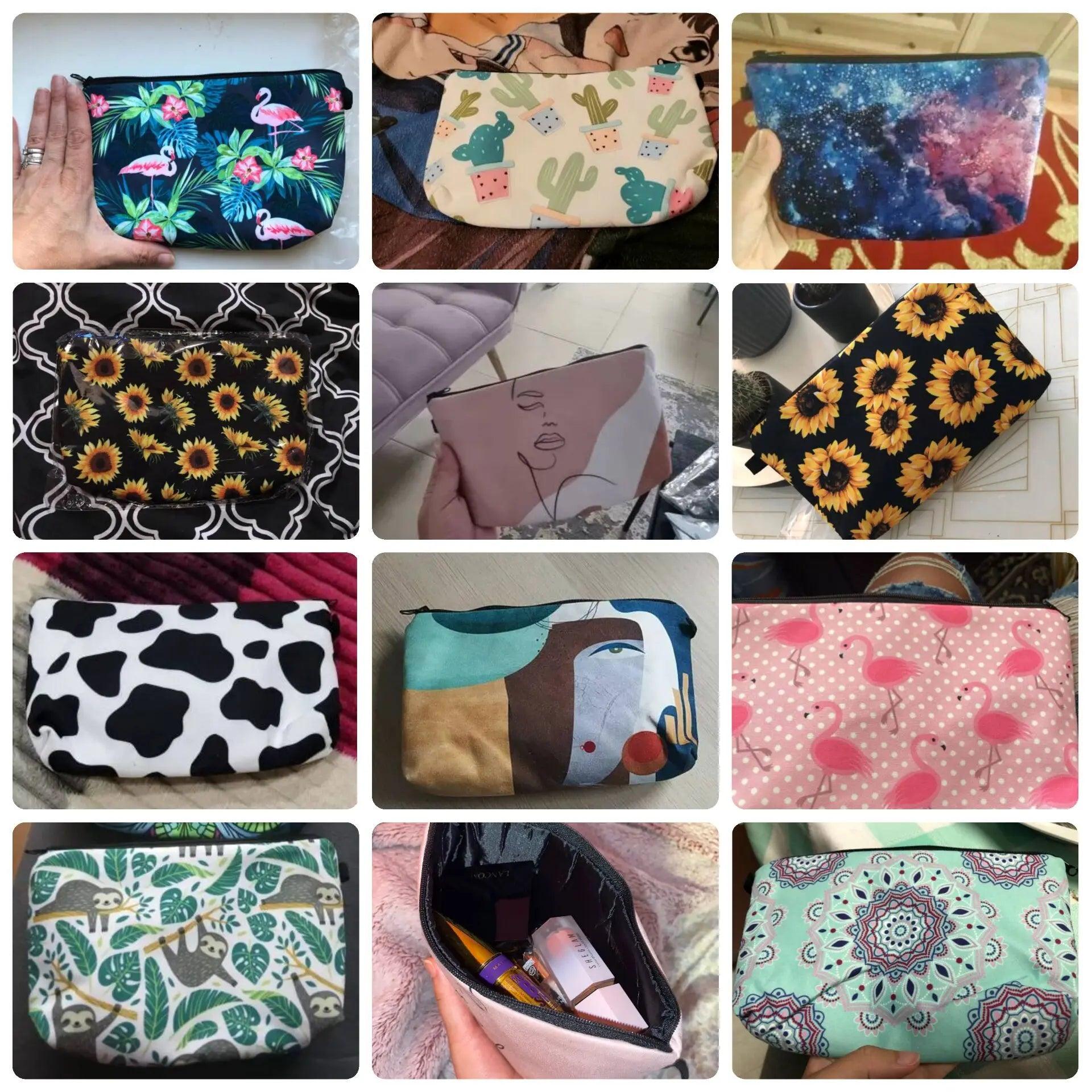 Printing Women Cosmetic Bags Lovely Casual Travel Portable Storage Handbags Makeup Bag Toiletry Bags Female - Ammpoure Wellbeing