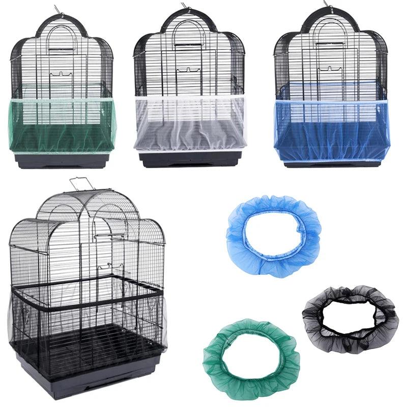 Receptor Seed Guard Nylon Mesh Bird Parrot Cover Soft Easy Cleaning Nylon Airy Fabric Mesh Bird Cage Cover Seed Catcher Guard - Ammpoure Wellbeing