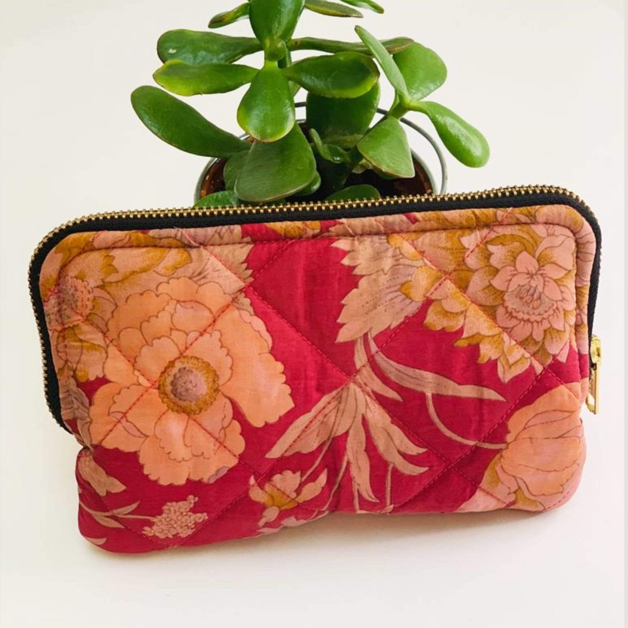 Recycled Silk Quilted Makeup bag (One - Off Print) All - Ammpoure Wellbeing