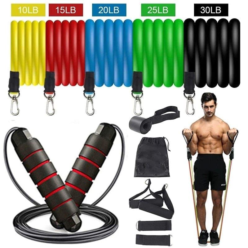 Resistance Bands Set Exercise Bands with Door Anchor Legs Ankle Straps for Resistance Training Physical Therapy Home Workouts - Ammpoure Wellbeing