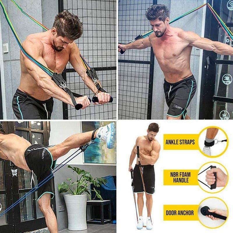 Resistance Bands Set Exercise Bands with Door Anchor Legs Ankle Straps for Resistance Training Physical Therapy Home Workouts - Ammpoure Wellbeing