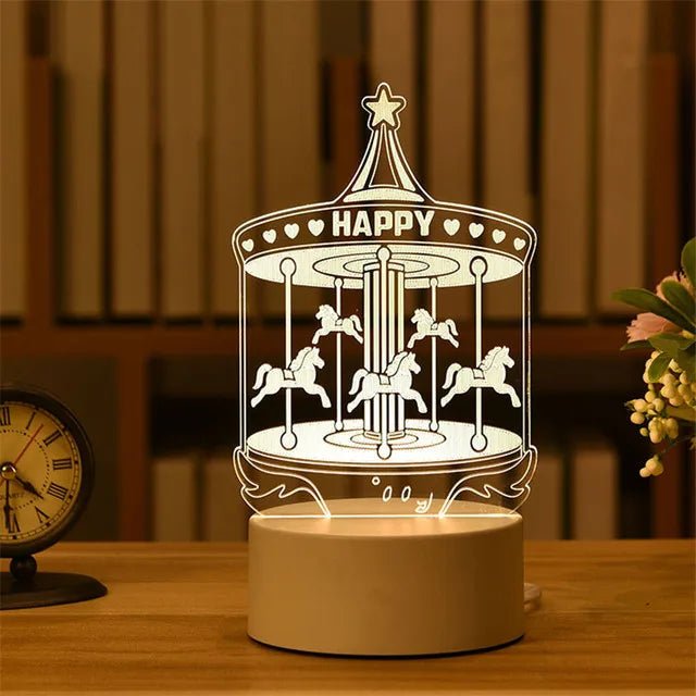 Romantic Love 3D Acrylic Led Lamp for Home Children's Night Light Table Lamp Birthday Party Decor Valentine's Day Bedside Lamp - Ammpoure Wellbeing