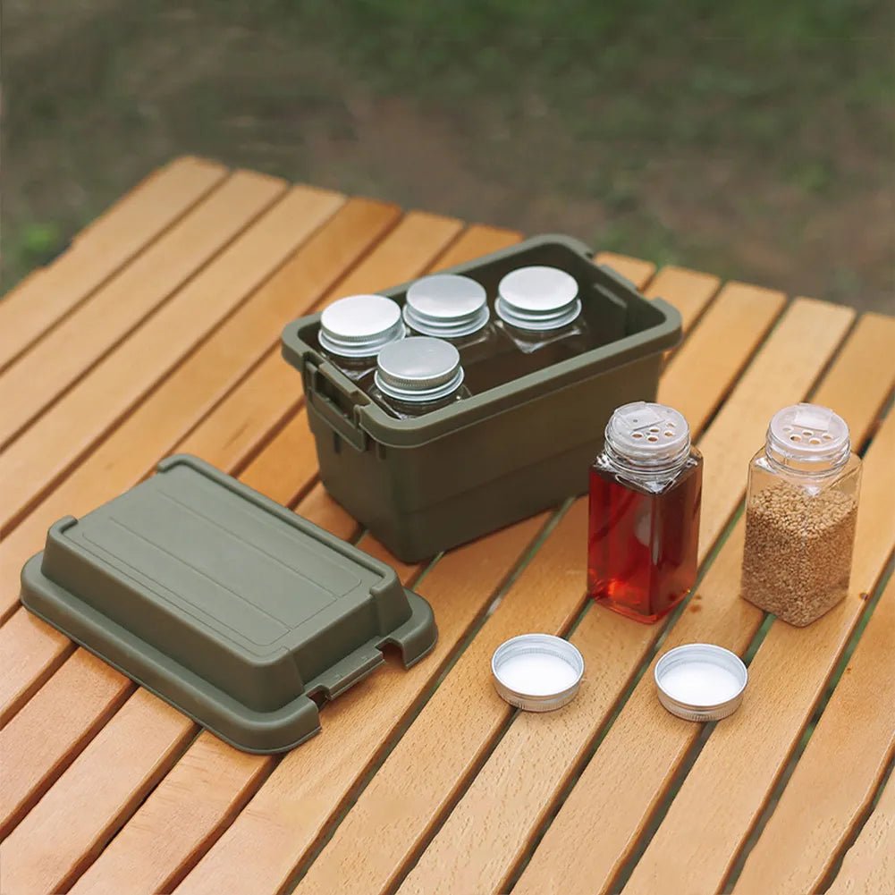 Seasoning Bottle Set Storage Box Portable Travel Camping Seasoning Dispenser Set Stackable Organizer Mini Desktop Storage Case - Ammpoure Wellbeing