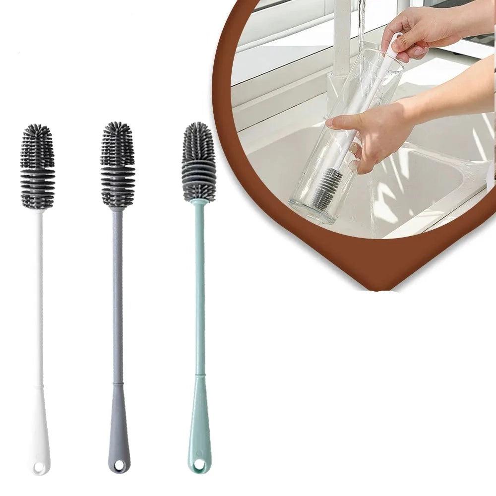 Silicone Cup Brush Milk Bottle Cleaning Brush Long Handle Water Bottles Cleaner Glass Cup Washing Brush Kitchen Scrubbing Tools - Ammpoure Wellbeing