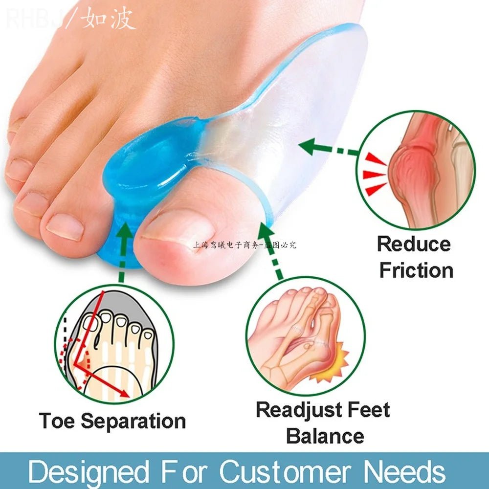 Silicone Gel 2pcs Thumb Corrector Bunion Little Toe Protector Separator Hallux Valgus Finger Straightener Foot Care Relief Pads - Ammpoure Wellbeing