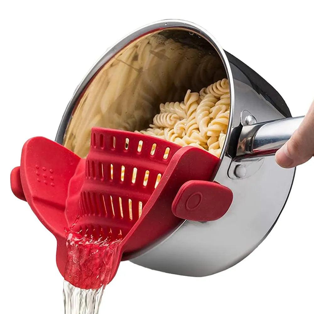 Silicone Kitchen Strainer Clip On Pots and Pans Drain Rack Pasta Noodle Vegetable Fruit Strainer Colander Kitchen Gadgets - Ammpoure Wellbeing