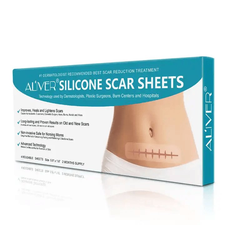 Silicone Scar Sheets, Professional for Scars Caused by C - Section, Surgery, Burn, Keloid, Acne, and More, Drug - Free, Soft Silicone Scar Strips, Scar Removal 5.9"×1.6", 4 Sheets (2 Month Supply) - Ammpoure Wellbeing