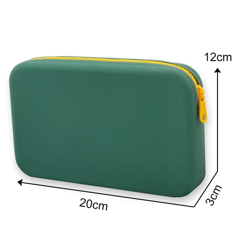 Small Square Silicone Cosmetic Storage Bag Large Capacity Travel Makeup Brush Holder Portable Cosmetic Waterproof Organizer - Ammpoure Wellbeing