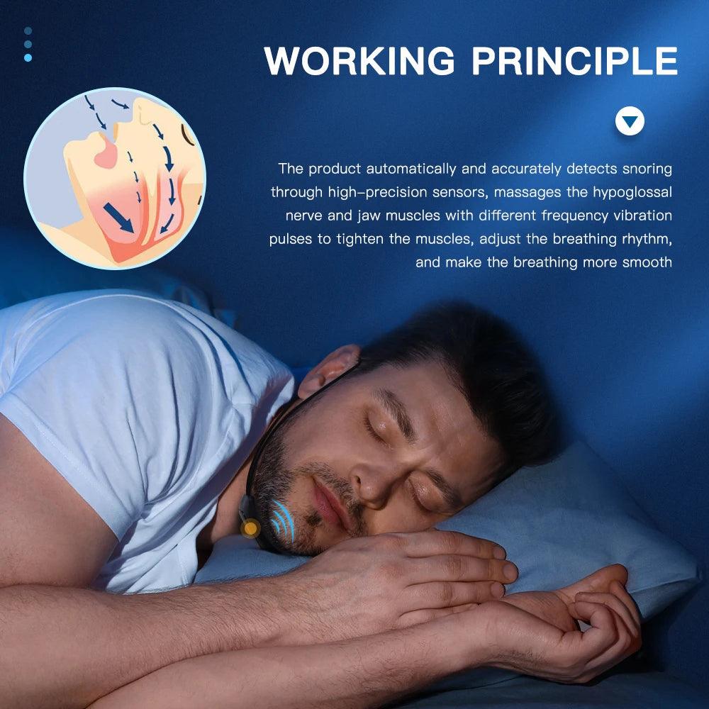 Smart Anti Snoring Device EMS Pulse Stop Snore Portable Comfortable Sleep Well Stop Snore Health Care Sleep Apnea Aid USB - Ammpoure Wellbeing