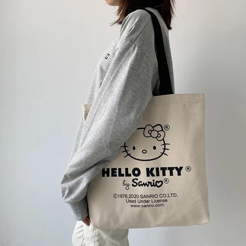 Tote Bag hello kitty Aesthetic Personalized Custom Reusable Grocery Bags Shopping Shoulder Bag cute travel tote bag - Ammpoure Wellbeing