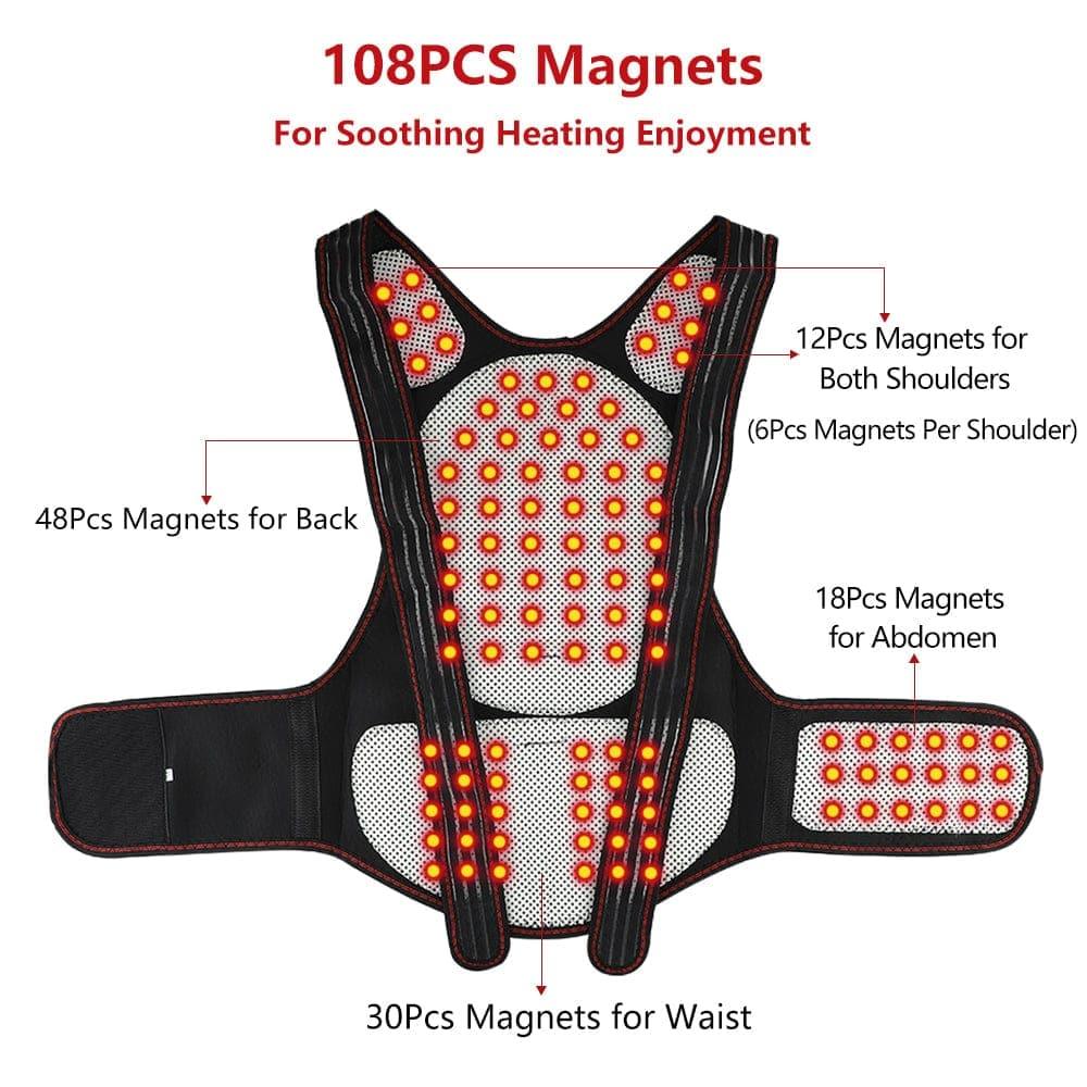 Tourmaline Self - heating Magnetic Therapy Waist Back Shoulder Posture Corrector Spine Lumbar Brace Back Support Belt Pain Relief - Ammpoure Wellbeing