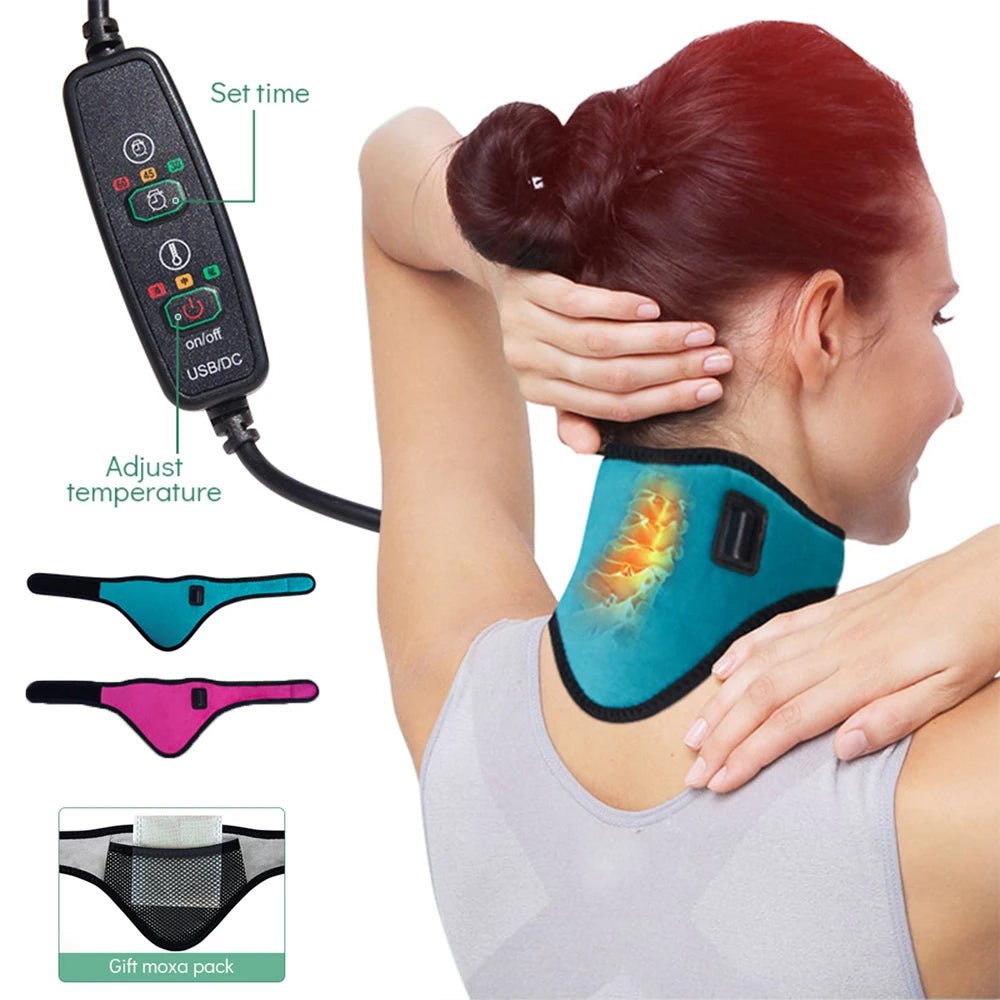 USB Three Temperature Adjustable Electric Heating Compress Neck Protection Massage Moxibustion And Hot Compress Mugwort Massager - Ammpoure Wellbeing